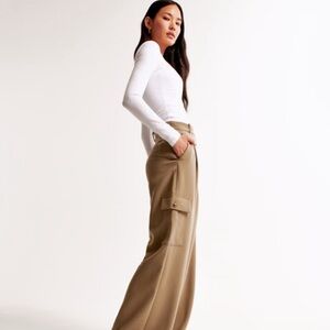 Abercrombie & Fitch Olive-Tan Wide Leg Cargo Trousers